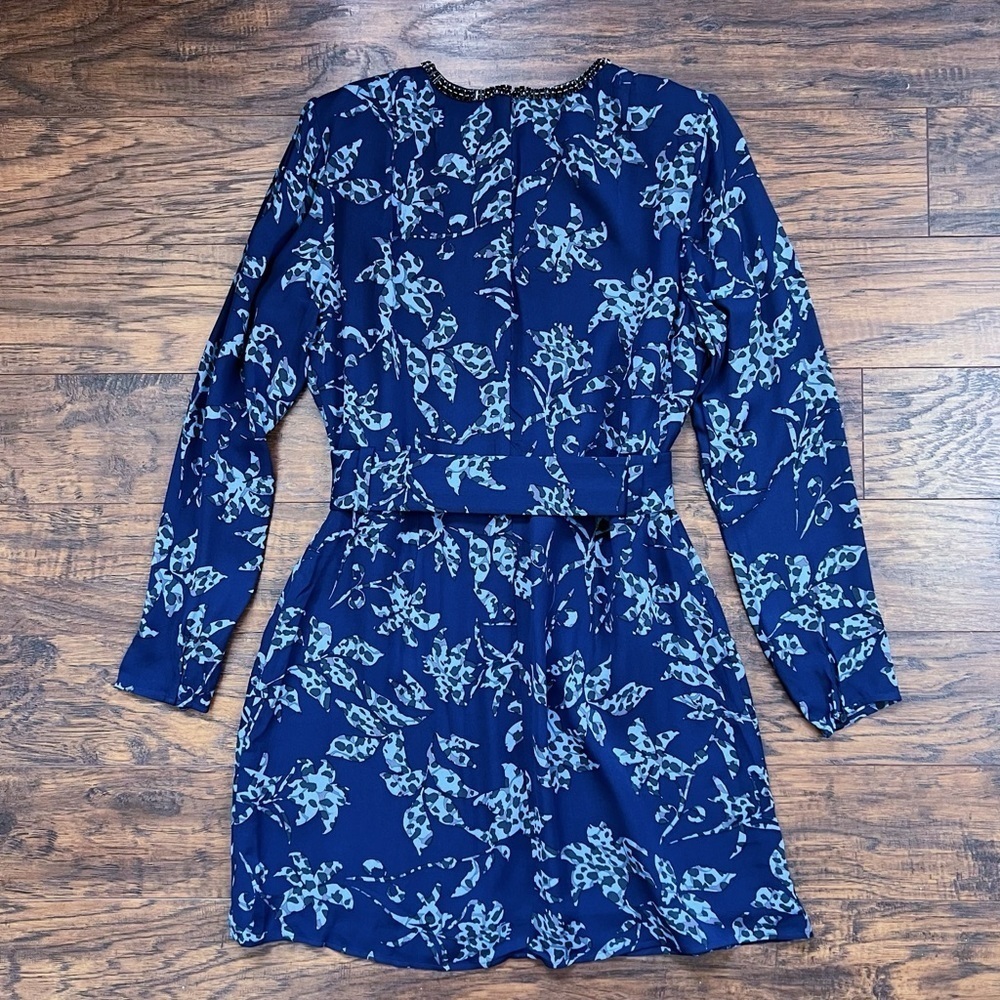 REISS • Melody Printed Dress With Embellished Detail blue floral beaded mini - Picture 12 of 15